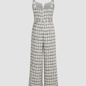 Stylish Tweed Sweetheart Wide Legged Black and White Jumpsuit